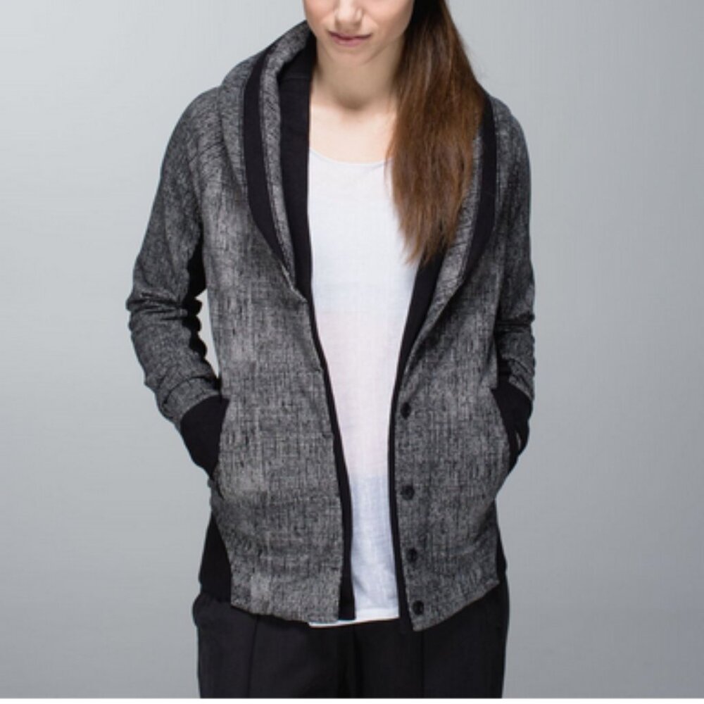lululemon athletica Heathered Gray & Black Hooded Jacket
